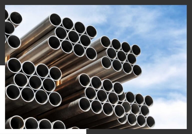 stacked steel pipes