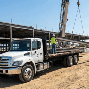 steel being lifted off truck