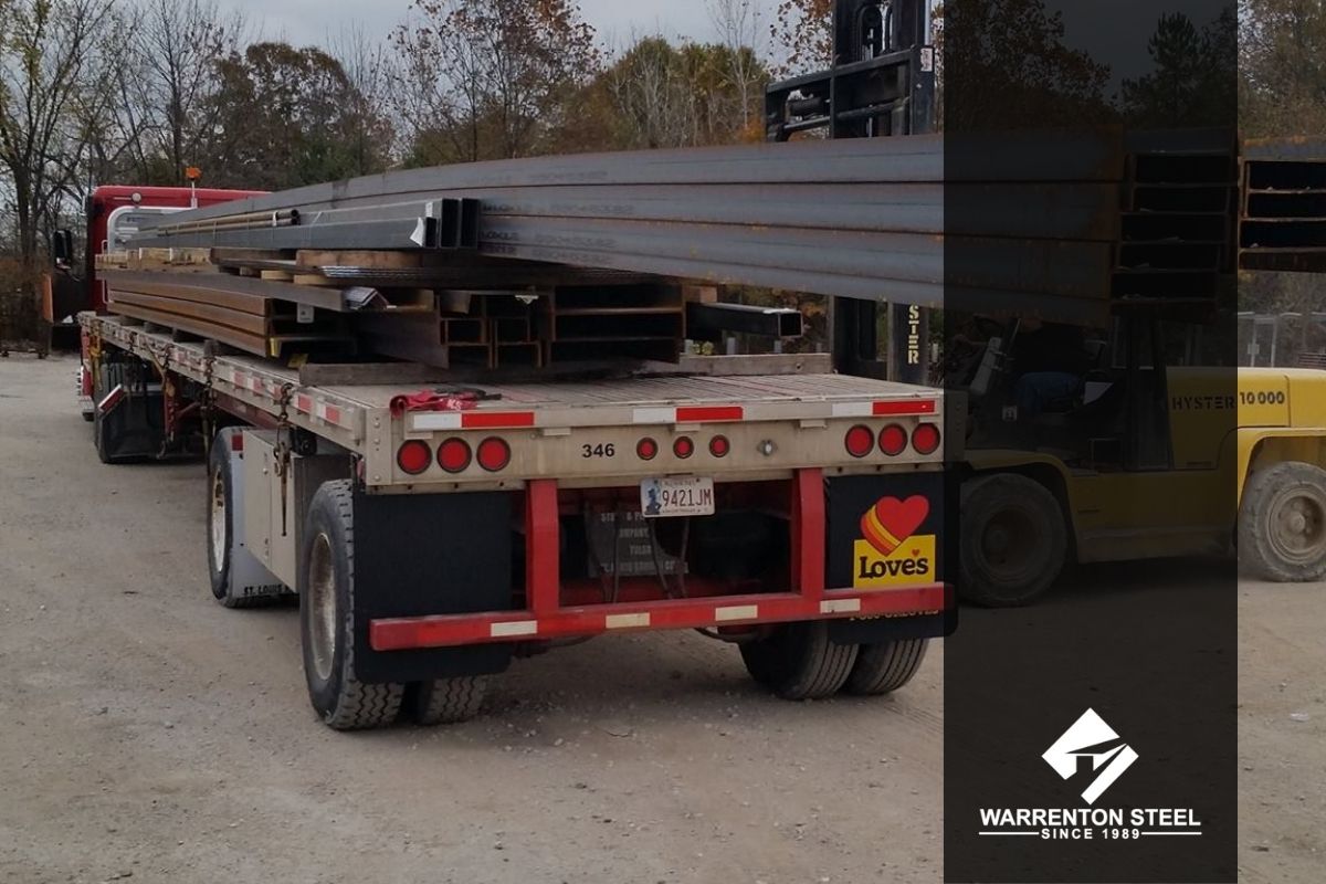 Warrenton Steel truck carrying materials.