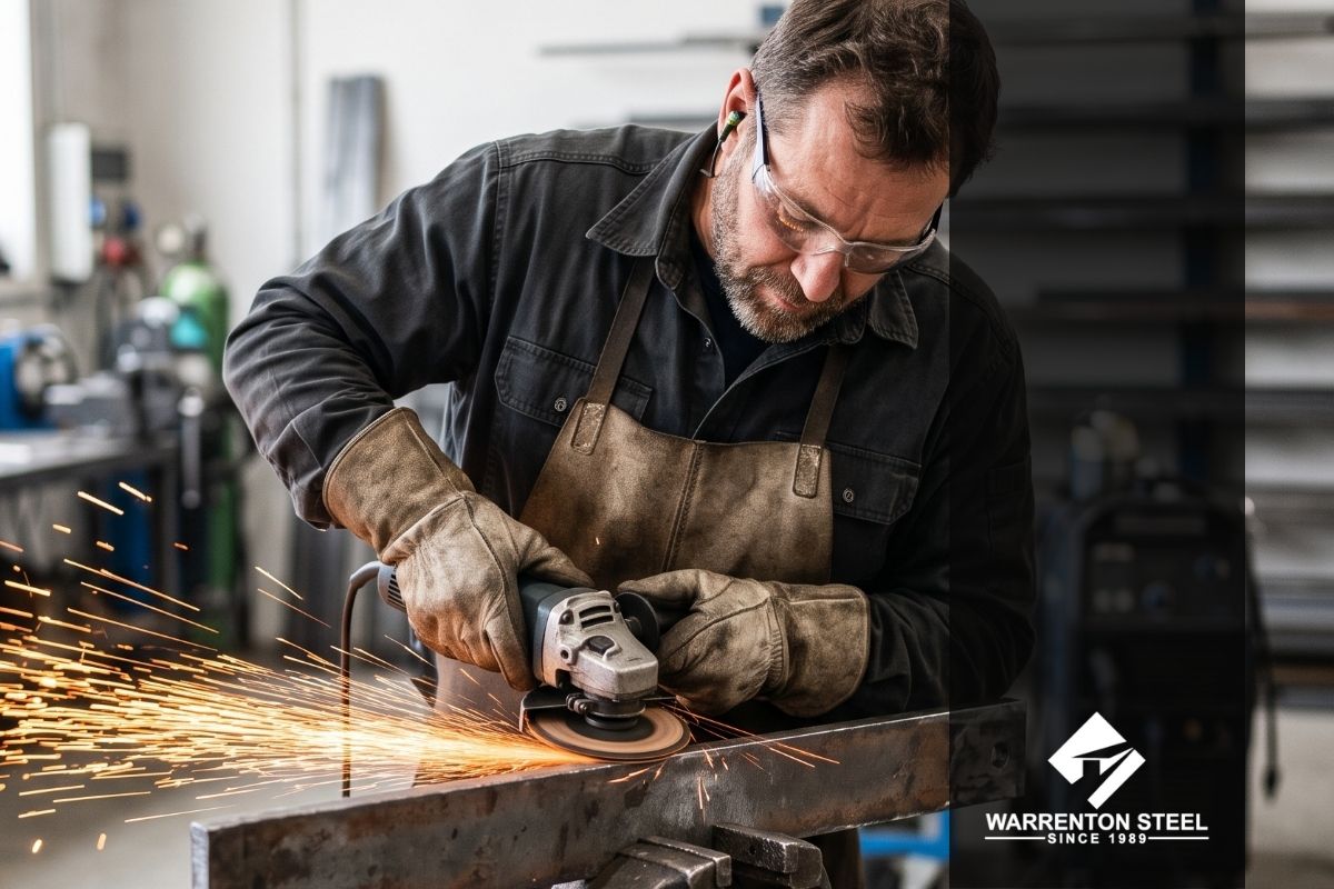 Versatile fabrication steel being prepared for custom brackets on a performance vehicle.